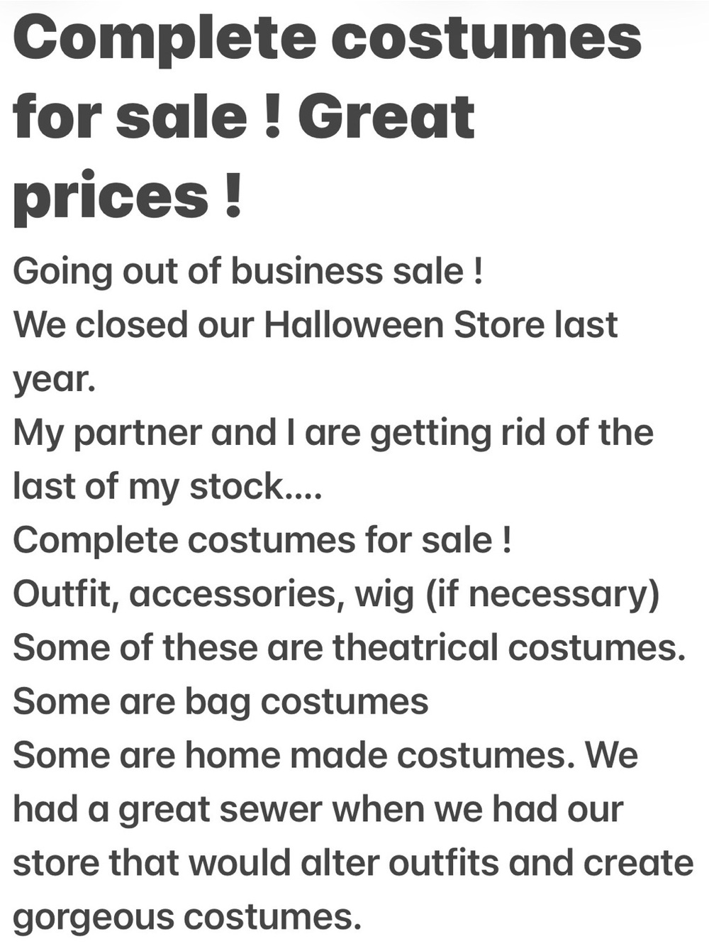 Kids Halloween Costume - Black and White Classic Set